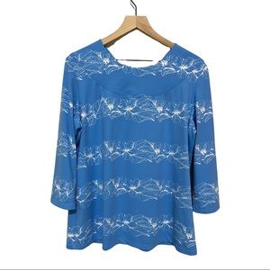 J. McLaughlin Blue and White Blouse